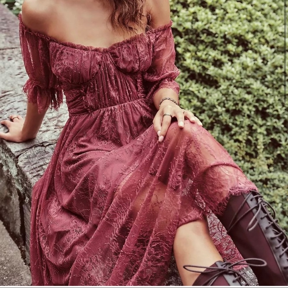 FREE PEOPLE DEAR JANE LACE MIDI DRESS - Picture 2 of 11